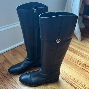 Black Tory Burch knee high riding boots. No longer made, in perfect condition.